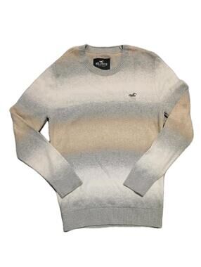 Hollister Women's  Size  XS Hombre Gray Tan White Sweater w Logo Viscose blend